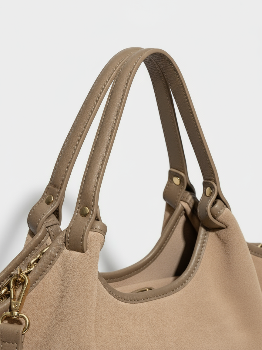 Laura - Borsa a mano con tracolla in Vera Pelle Scamosciata - Made in Italy - Le Borse di Forte dei Marmi