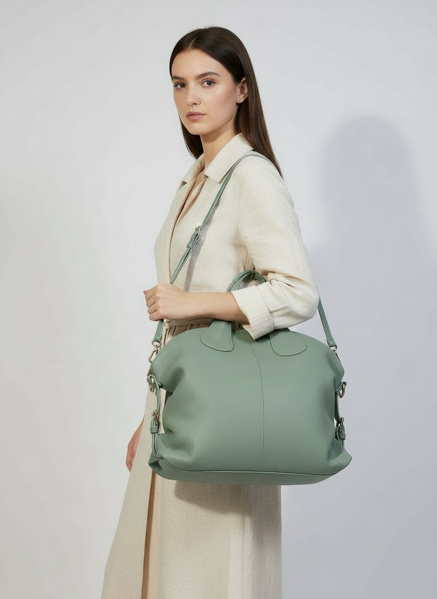 Giulia - Borsa a mano con tracolla in Vera Pelle - Made in Italy - Forte dei Marmi Collection