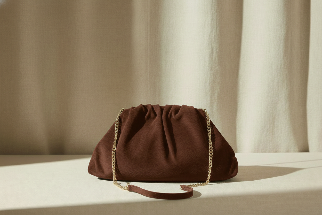 Pochette Corso Como – Maxi clutch (Marrone) in suede dal fascino contemporaneo
