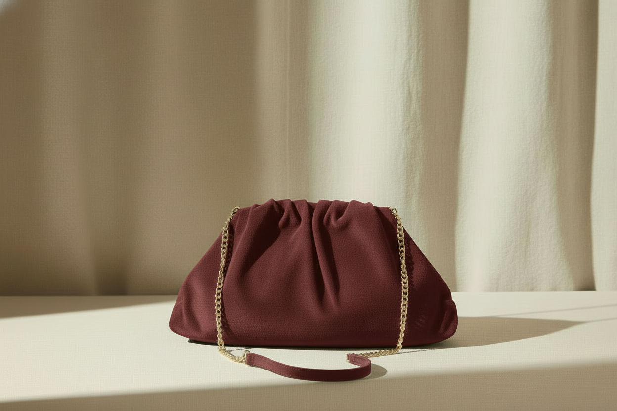 Pochette Corso Como – Maxi clutch (Bordeaux) in suede dal fascino contemporaneo